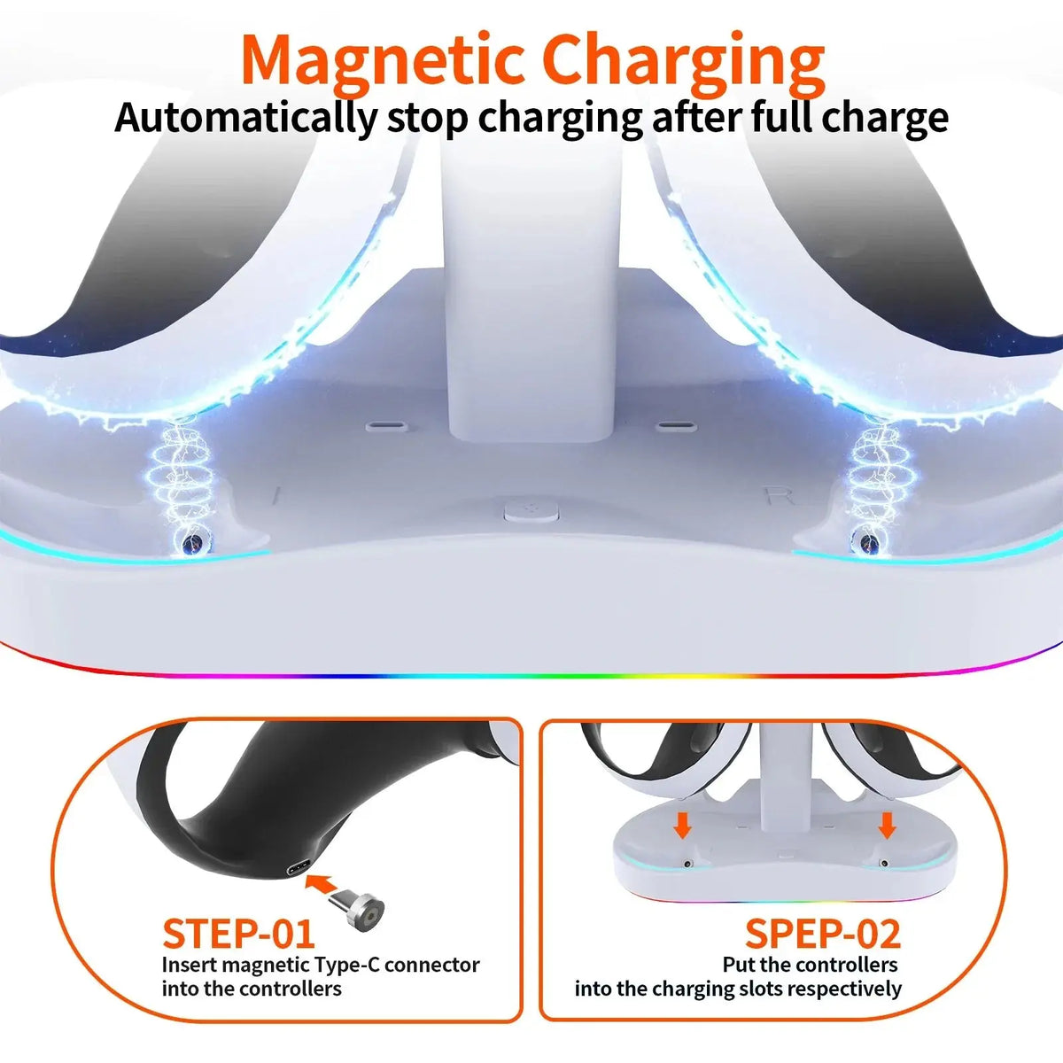 Controller Charging Dock for PS5 VR2 Charging Station with VR Headset Holder Display Stand PS VR2 Controller Charger for PS VR2 Deals 4 U  Console Accessories Deals 4 U