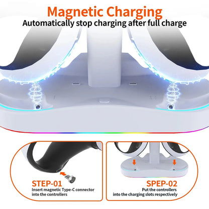 Controller Charging Dock for PS5 VR2 Charging Station with VR Headset Holder Display Stand PS VR2 Controller Charger for PS VR2 Deals 4 U  Console Accessories Deals 4 U