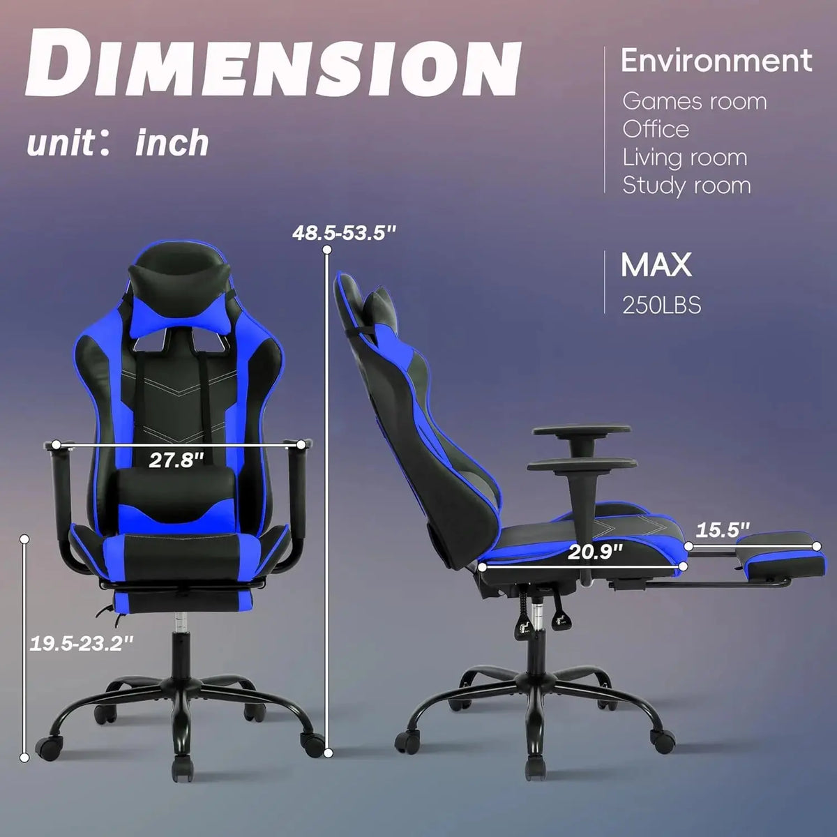 Ergonomic High-Back Gaming Chair PU Leather 250lbs Home Office, Customized Deals 4 U  Gaming Accessories Deals 4 U