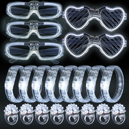 Led White Bracelets Light Up Party Favors Glow in the Dark Party Supplies Neon Sunglasses LED Rings Bracelets Wedding Decoration Deals 4 U  Gaming Accessories Deals 4 U