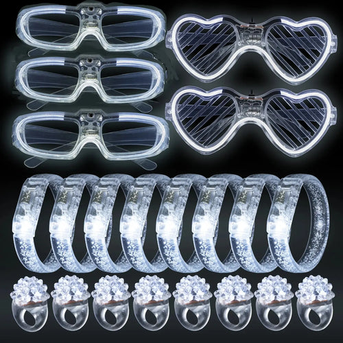 Led White Bracelets Light Up Party Favors Glow in the Dark Party Supplies Neon Sunglasses LED Rings Bracelets Wedding Decoration Deals 4 U  Gaming Accessories Deals 4 U