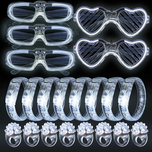 Led White Bracelets Light Up Party Favors Glow in the Dark Party Supplies Neon Sunglasses LED Rings Bracelets Wedding Decoration Deals 4 U  Gaming Accessories Deals 4 U