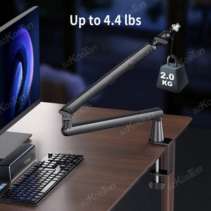 Professional Studio Low Profile Mic Arm with Extended Riser Cable Management Adjustable Microphone Stand for SM7B MV7 AM8 K688 Deals 4 U  Streaming Equipment Deals 4 U