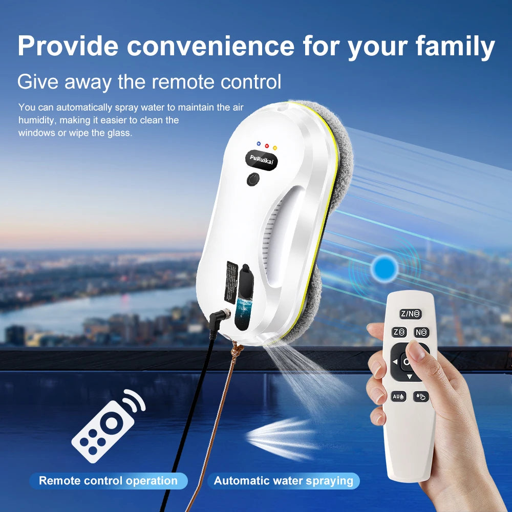 PuRuiKai Household Window Automatic Water Spray Cleaning Robot,With Intelligent Edge Detection System,Robot Glass Cleaner Deals 4 U   Deals 4 U