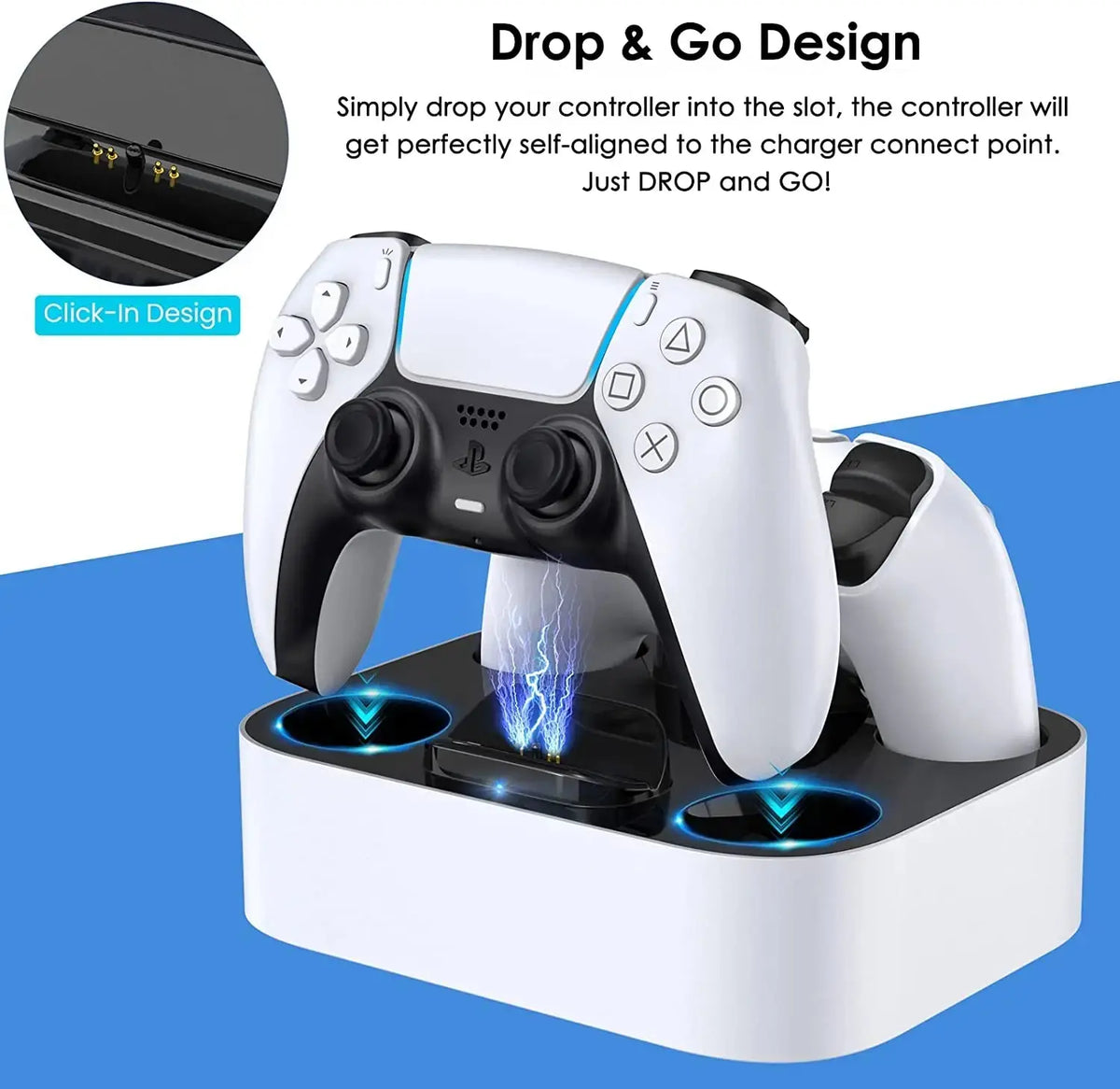 PS5 Controller Charger Station for Playstation 5 Dual for for DualSense Edge Control Fast Charging Dock Stand with Cable Deals 4 U  Gaming Accessories Deals 4 U