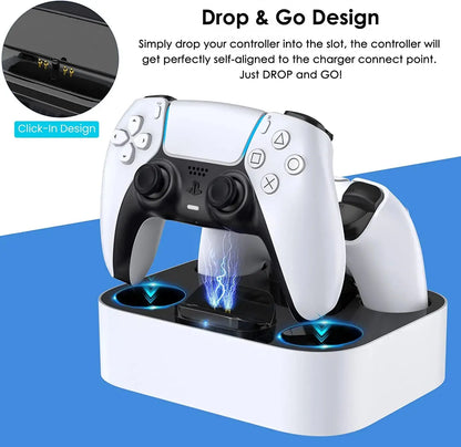 PS5 Controller Charger Station for Playstation 5 Dual for for DualSense Edge Control Fast Charging Dock Stand with Cable Deals 4 U  Gaming Accessories Deals 4 U