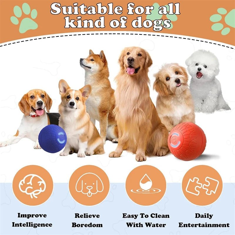 Smart Dog Toy Ball Automatic Interactive Pet Electronic Rolling USB Rechargeable Moving Bouncing for Puppy to Large dog Chew Toy Deals 4 U   Deals 4 U
