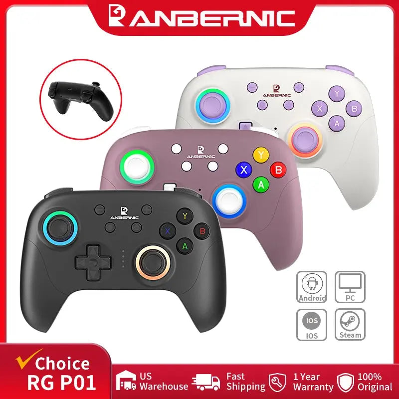 ANBERNIC RG P01 Retro Games Controller Wired/Wireless Bluetooth RGB Hall Effect Joystick XBOX Gamepad for PC Android IOS Steam Deals 4 U   Deals 4 U