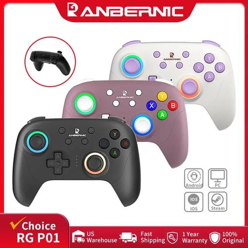 ANBERNIC RG P01 Retro Games Controller Wired/Wireless Bluetooth RGB Hall Effect Joystick XBOX Gamepad for PC Android IOS Steam Deals 4 U   Deals 4 U