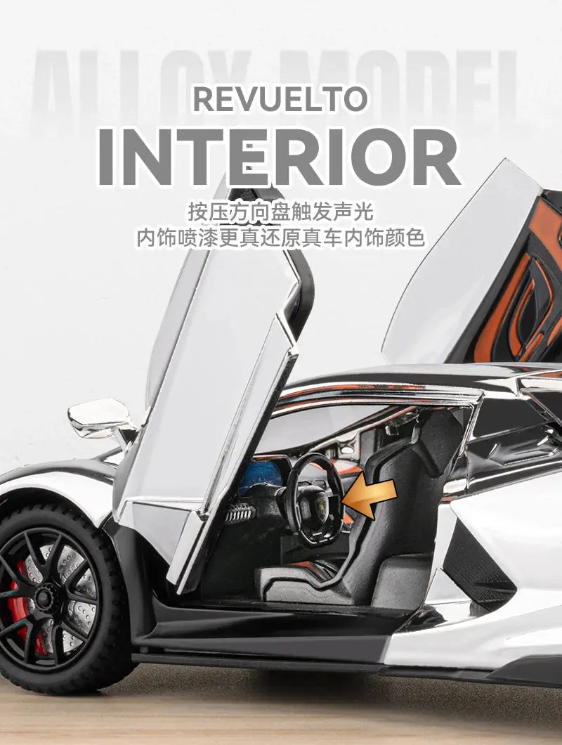 1:24 Lamborghini Revuelto With Spray Alloy Car Diecasts & Toy Vehicles Metal Toy Car Model Sound and light Collection Kids Toy Deals 4 U  Gaming Accessories Deals 4 U
