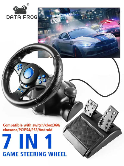 DATA FROG Racing Steering Wheel Vibration Controller Gaming Simracing Car Pedal For Switch  PS2 PS3 PS4 Xbox One PC Deals 4 U  Gaming Accessories Deals 4 U