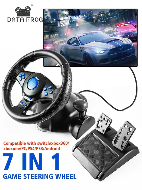 DATA FROG Racing Steering Wheel Vibration Controller Gaming Simracing Car Pedal For Switch  PS2 PS3 PS4 Xbox One PC Deals 4 U  Gaming Accessories Deals 4 U