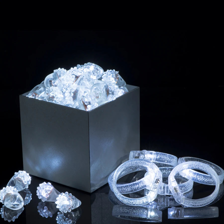 Led White Bracelets Light Up Party Favors Glow in the Dark Party Supplies Neon Sunglasses LED Rings Bracelets Wedding Decoration Deals 4 U   Deals 4 U