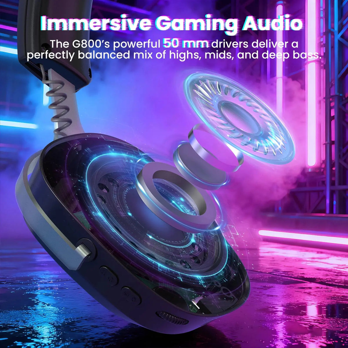 ATTACK SHARK G800 Wireless Gaming Headset, 1000 mAh, Detachable Mics, Aluminum alloy frame, 3D Surround Sound, 20ms low latency Deals 4 U  Gaming Accessories Deals 4 U
