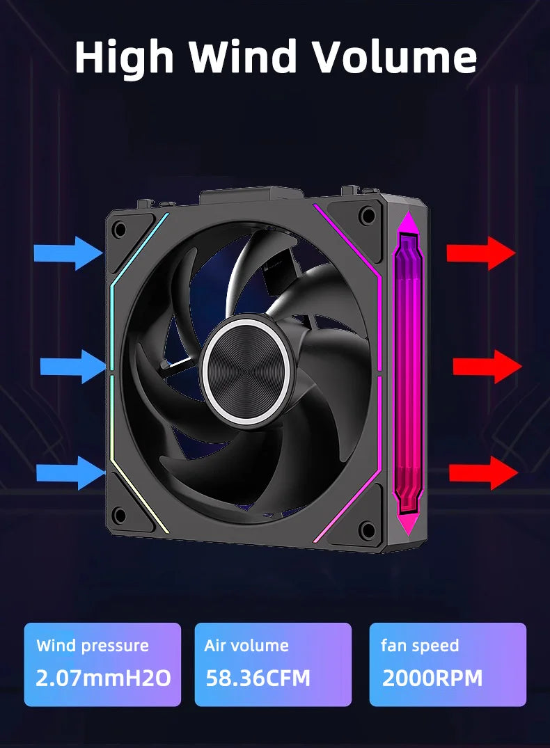 Coolcirc DL-2 120mm ARGB Cooling Fan Modular Wireless Stackable Splicing 800-2000RPM PWM Silent for Gaming PC Case Water Cooler