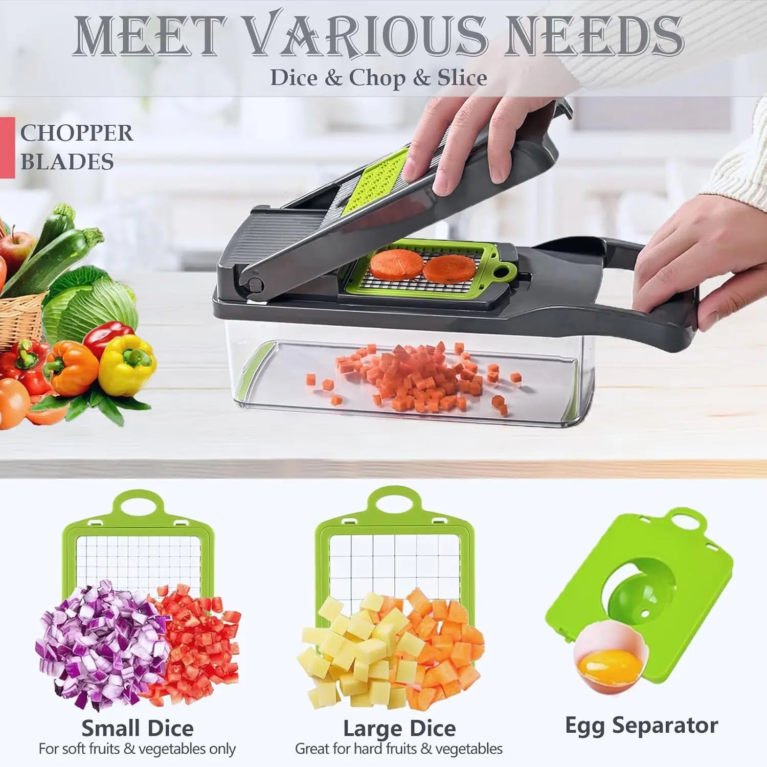 Upgraded Vegetable Chopper, Multi-Functional Easy Safe Kitchen Slicer Dicer for Fast Meal Preparation Deals 4 U   Deals 4 U