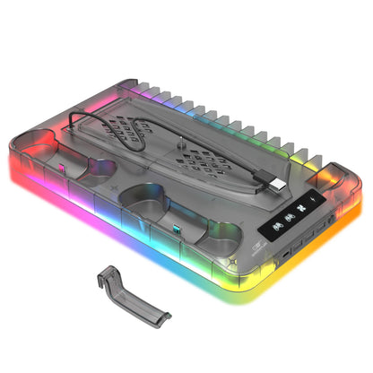 GAMINJA P58 RGB Cooling Stand For PS5 Slim Console Gamepad Charging Base Headset Hook Game CD Storage Rack For PS5 Disc&Digital