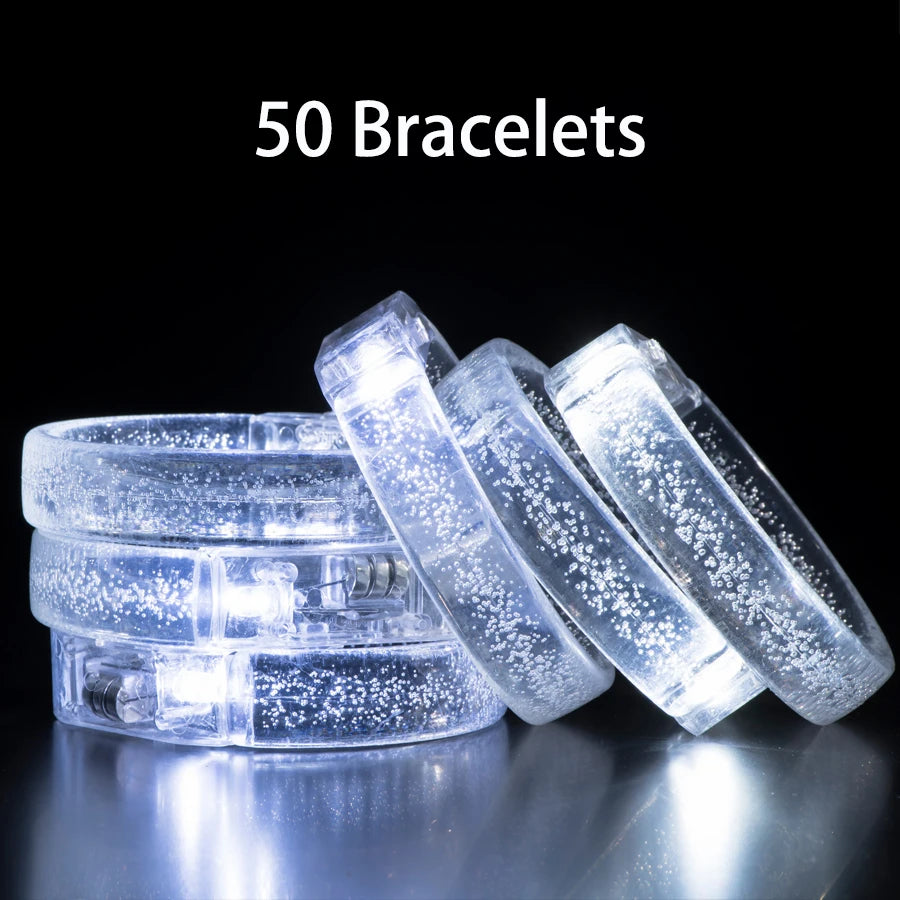 Led White Bracelets Light Up Party Favors Glow in the Dark Party Supplies Neon Sunglasses LED Rings Bracelets Wedding Decoration Deals 4 U   Deals 4 U