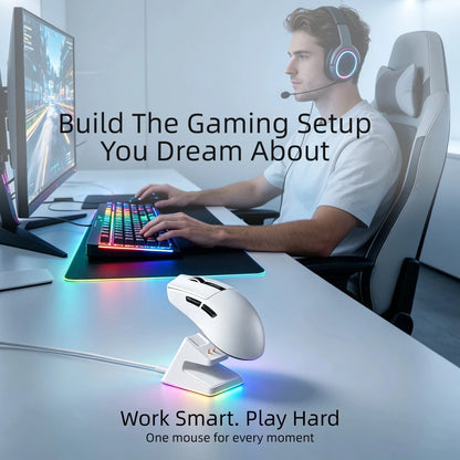 Ultra Light Gaming Mouse Wireless 59g 12000DPI 3-Mode Connection PAW3311 Sensor RGB Base Station Smart Display Professional Mouse Gamer