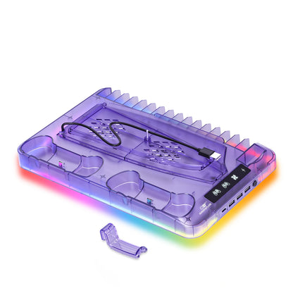 GAMINJA P58 RGB Cooling Stand For PS5 Slim Console Gamepad Charging Base Headset Hook Game CD Storage Rack For PS5 Disc&Digital