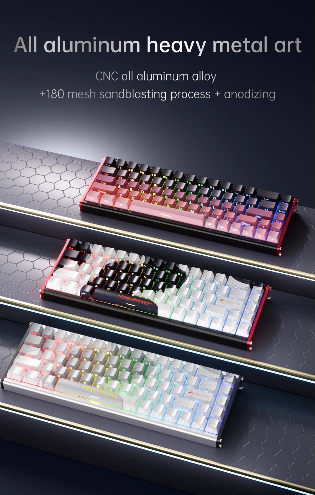 AJAZZ ALUX68 Magnetic Shaft Aluminum Alloy Esports Magnetic switch keyboard RGB hot-swappable DIY wired macro mode Hall effect