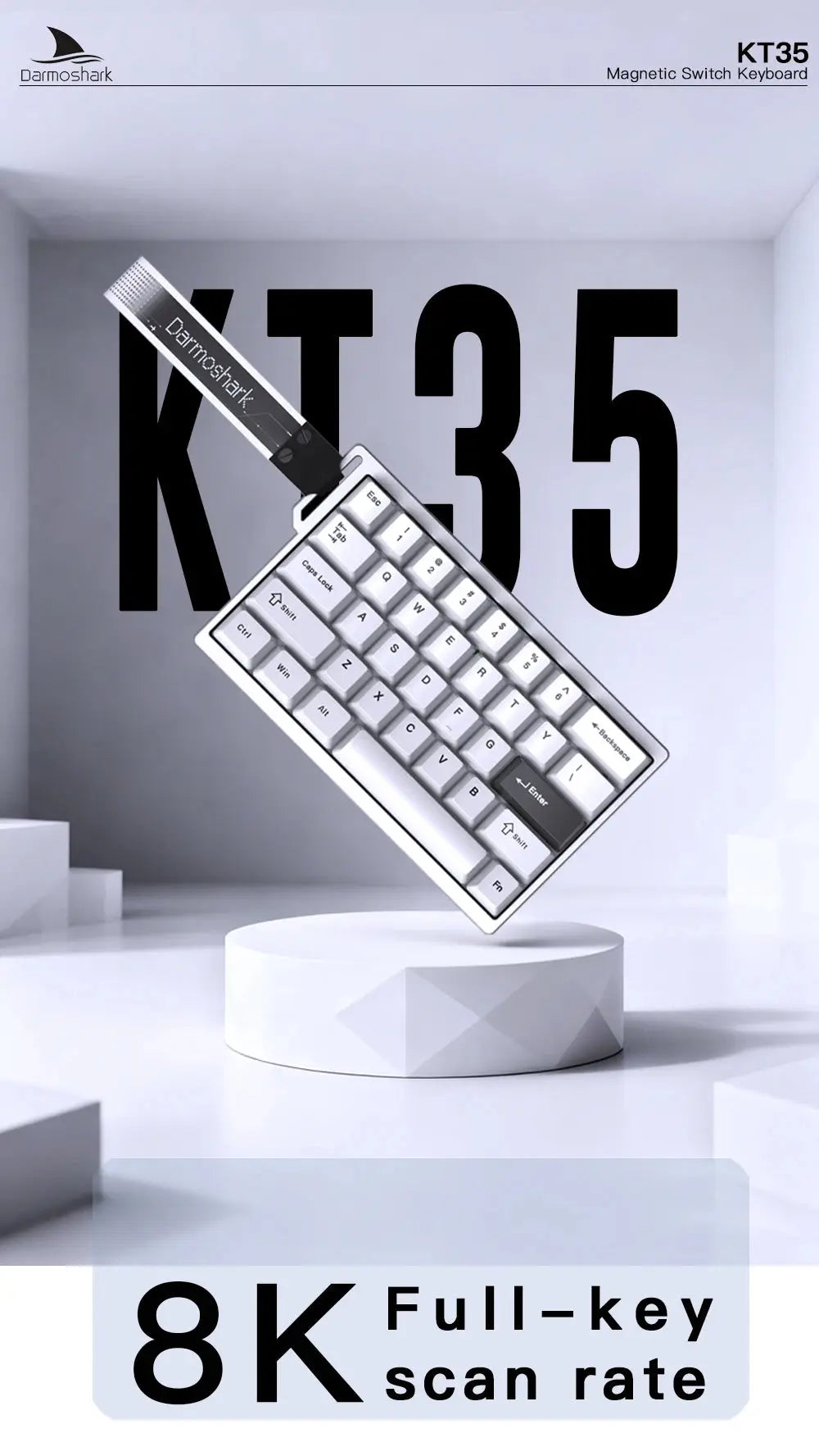Darmoshark KT35 Mechanical Gaming Keyboard Aluminum Alloy One-Handed Keypad Magnetic Axis Wired Hot Swap Keyboard Macro Driver Deals 4 U  Streaming Equipment Deals 4 U