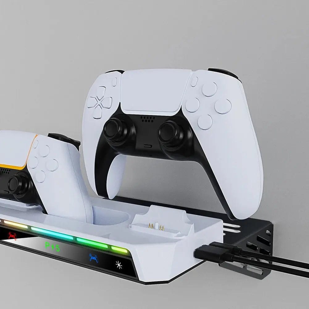 For PS5/PS5 Slim Wall Mount Kit With Dual Controller Charging Station Controller Headset Holder For Playstation 5 Accessories Deals 4 U  Console Accessories Deals 4 U