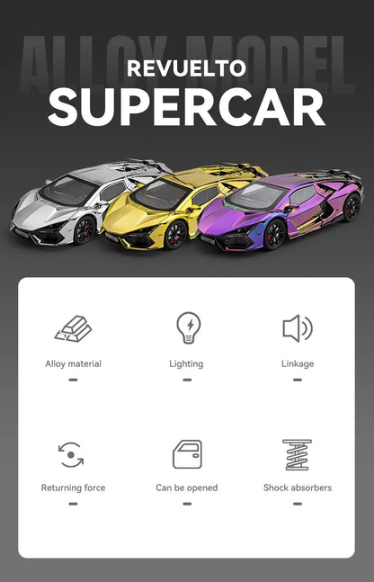 1:24 Lamborghini Revuelto With Spray Alloy Car Diecasts & Toy Vehicles Metal Toy Car Model Sound and light Collection Kids Toy Deals 4 U  Gaming Accessories Deals 4 U