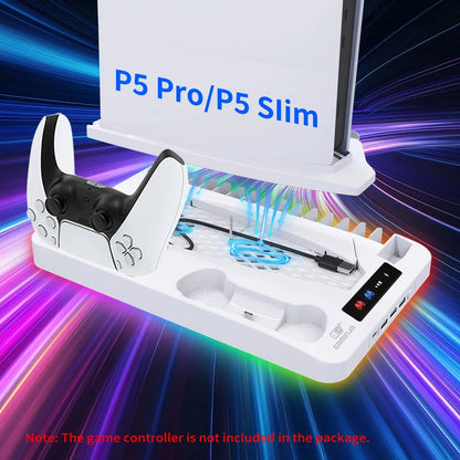GAMINJA P58 Cooling Stand For PS5 RGB Charging Base Dual-Controller Charging Station Dual-Controller Charger For PS5 Accessories Deals 4 U  Console Accessories Deals 4 U