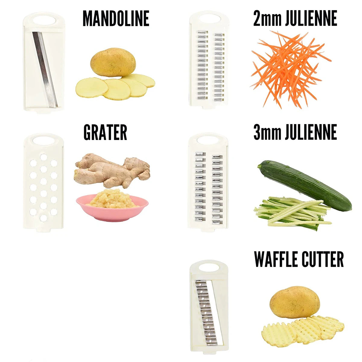 5 in 1 Mandoline Slicer for Kitchen Vegetable Slicer Multi Blade Potato Chip, Veggie Slicer, Vegetable Cutter, Julienne Shredder Deals 4 U   Deals 4 U