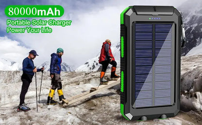 Solar Power Bank 80000mAh Portable Charging Poverbank External Battery Charger Strong Light LDE Light for All Smartphones Deals 4 U  Mobile Gaming Deals 4 U