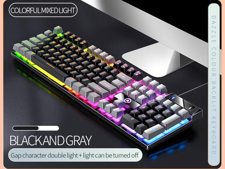 104 Keys Gaming Keyboard Wired Keyboard Color Matching Backlit Mechanical Feel Computer E-sports Peripherals for Desktop Laptop Deals 4 U   Deals 4 U