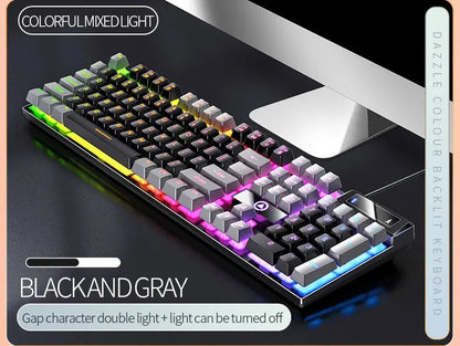 104 Keys Gaming Keyboard Wired Keyboard Color Matching Backlit Mechanical Feel Computer E-sports Peripherals for Desktop Laptop Deals 4 U  Gaming Accessories Deals 4 U