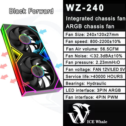 ICE Whale WZ-120/240/360 PC Case Fan ARGB Motherboard Sync Combination Structure Cold Exhaust Cooling Fan Ventilador