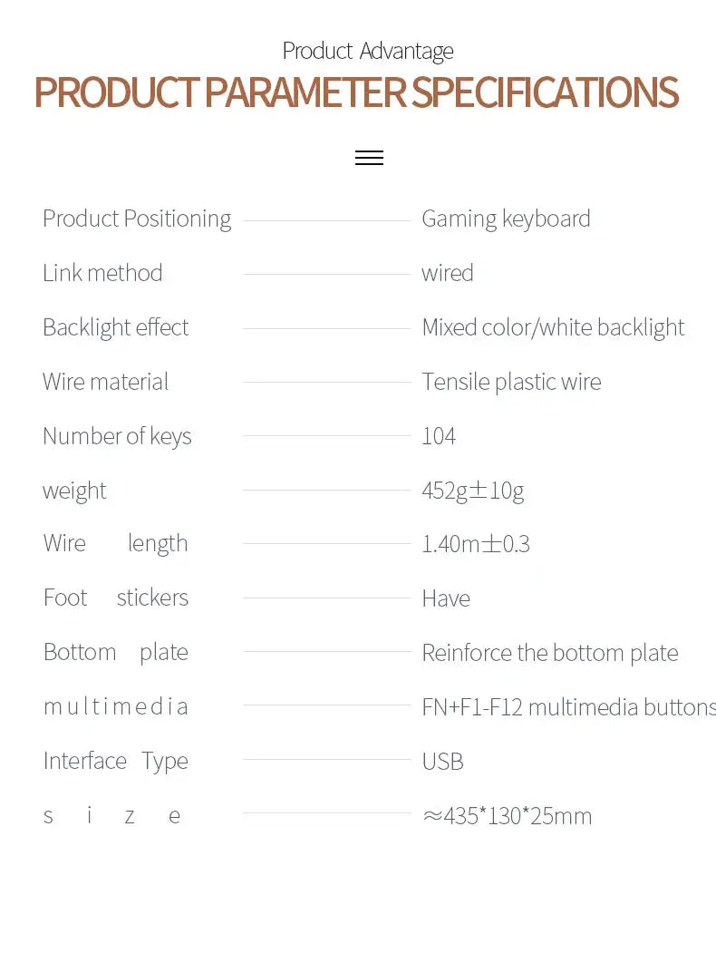 104 Keys Gaming Keyboard Wired Keyboard Color Matching Backlit Mechanical Feel Computer E-sports Peripherals for Desktop Laptop Deals 4 U  Gaming Accessories Deals 4 U
