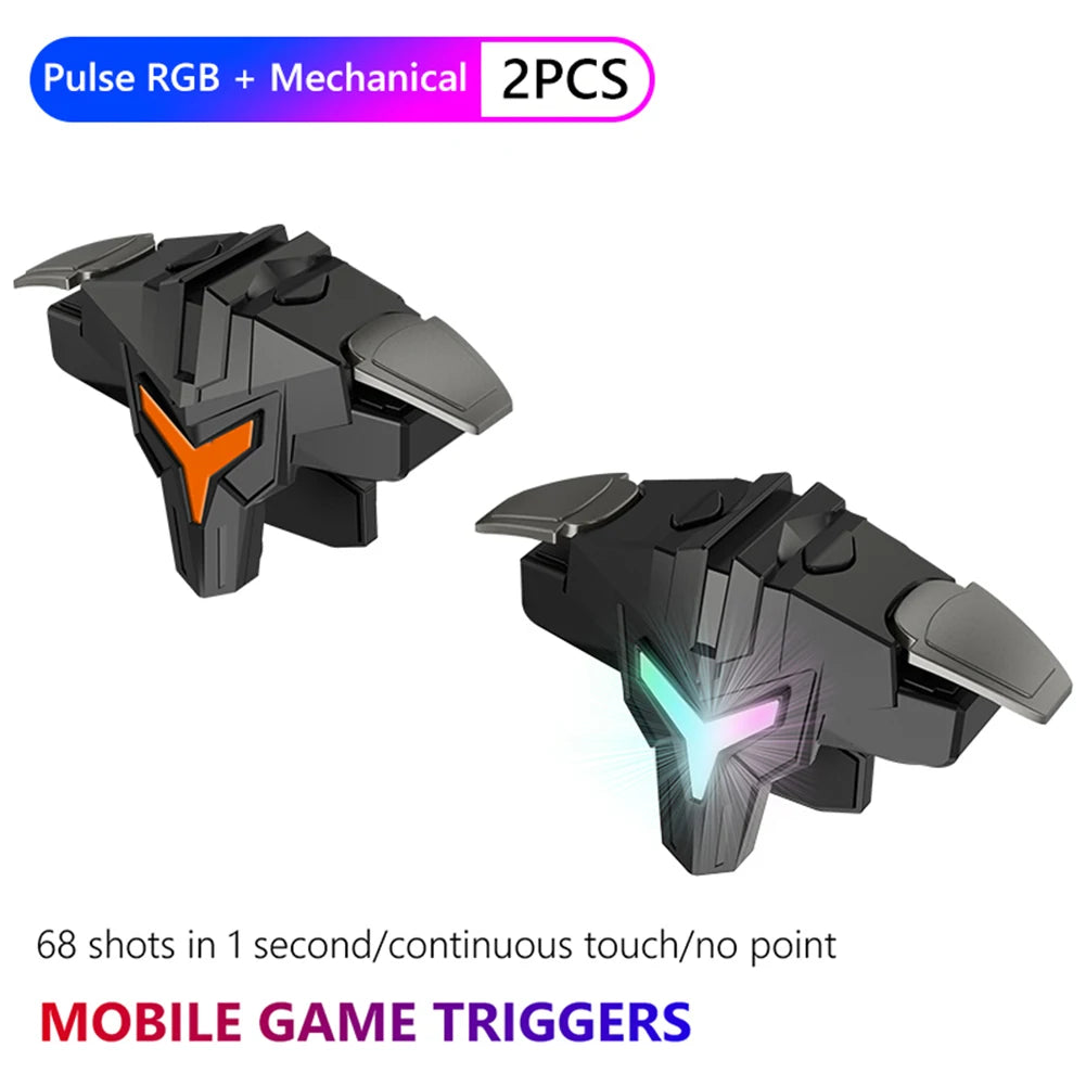1/2pcs RGB/Mechanical 4 Finger Mobile Gaming Trigger for PUBG Game Controller Gamepad Aim Trigger Button for Smart Phone
