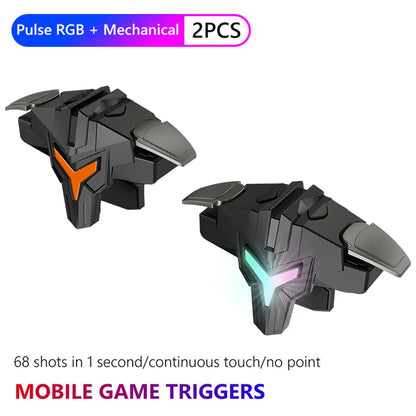 1/2pcs RGB/Mechanical 4 Finger Mobile Gaming Trigger for PUBG Game Controller Gamepad Aim Trigger Button for Smart Phone