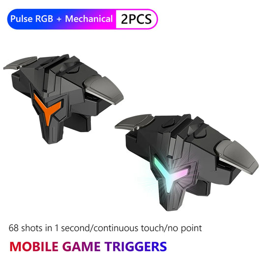 1/2pcs RGB/Mechanical 4 Finger Mobile Gaming Trigger for PUBG Game Controller Gamepad Aim Trigger Button for Smart Phone