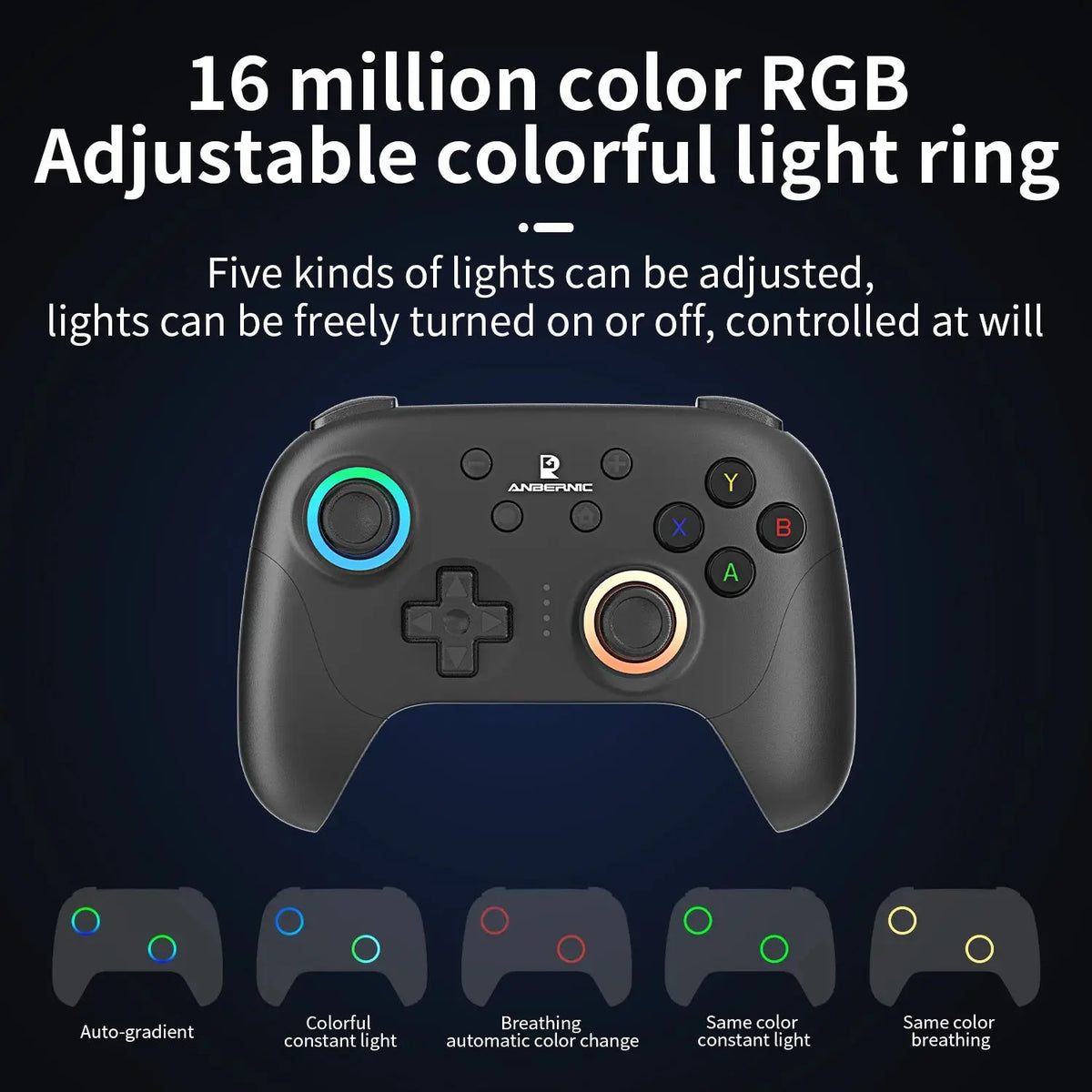 ANBERNIC RG P01 Retro Games Controller Wired/Wireless Bluetooth RGB Hall Effect Joystick XBOX Gamepad for PC Android IOS Steam Deals 4 U   Deals 4 U