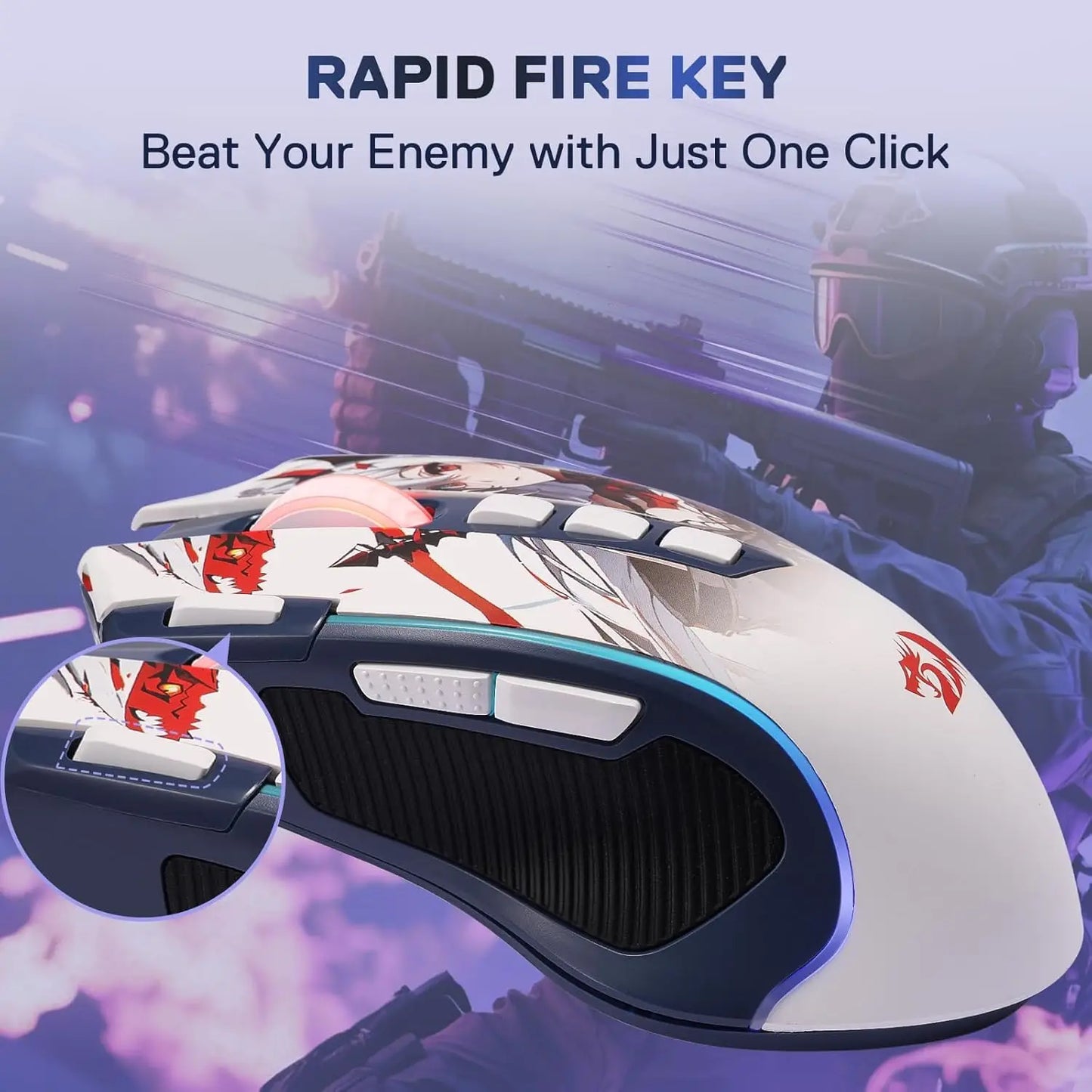 Redragon M612AK PRO RGB Gaming Mouse 8000 DPI Wired/Wireless Optical Mouse 9 Programmable Buttons 7 Backlit Modes