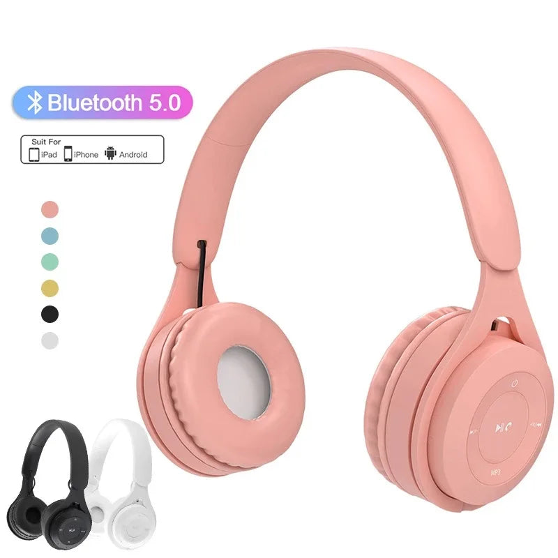 Wireless Bluetooth Headphone  Macaron Headphones Stereo Headband Gaming Headset with Mic Gamer Girl Gift for Mobile Tablet
