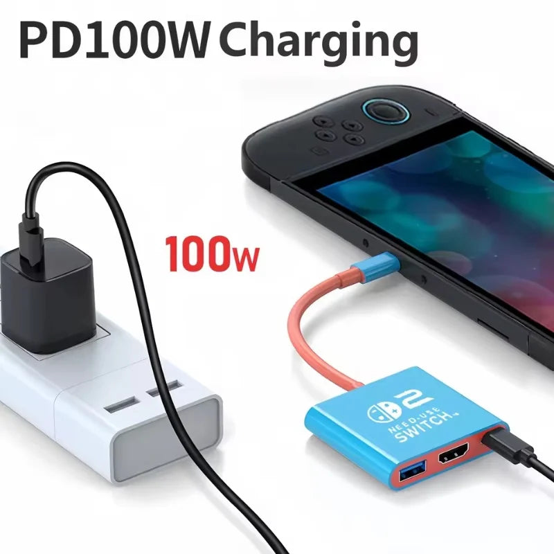 Docking Station for Nintendo Switch 2,4K 60Hz TYPE-C Hub with HDMI and USB-C 3.0 PD100W Charge Perfect for Switch 2/Switch/OLED Deals 4 U   Deals 4 U