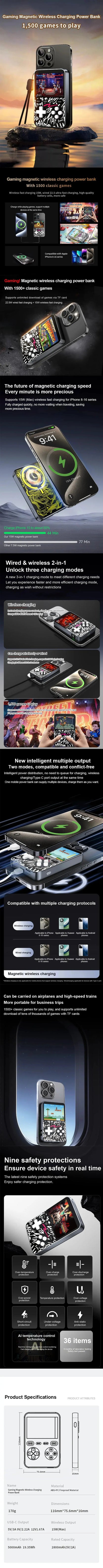 Mini Game Console Thin Magnetic Wireless Power Bank 5000mAh Portable Fast Charging External Battery For iPhone 16 Samsung Deals 4 U  Mobile Gaming Deals 4 U