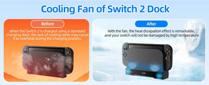 Aolion For Switch 2 Dock RGB Cooling Fan Portable HUB Expansion base Wall Mount With NGC For Switch 2 Accessories Deals 4 U  Console Accessories Deals 4 U