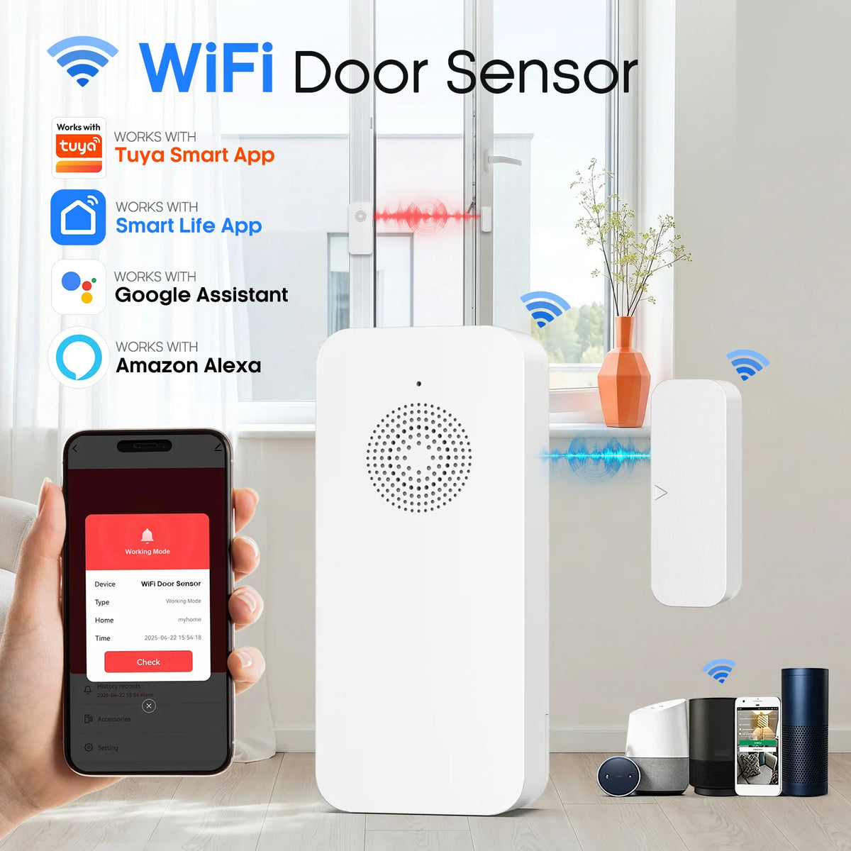Tuya WiFi Door Sensor Contact Sensor For Home School Hospital Hotel Office Alarm Security Protection Deals 4 U   Deals 4 U