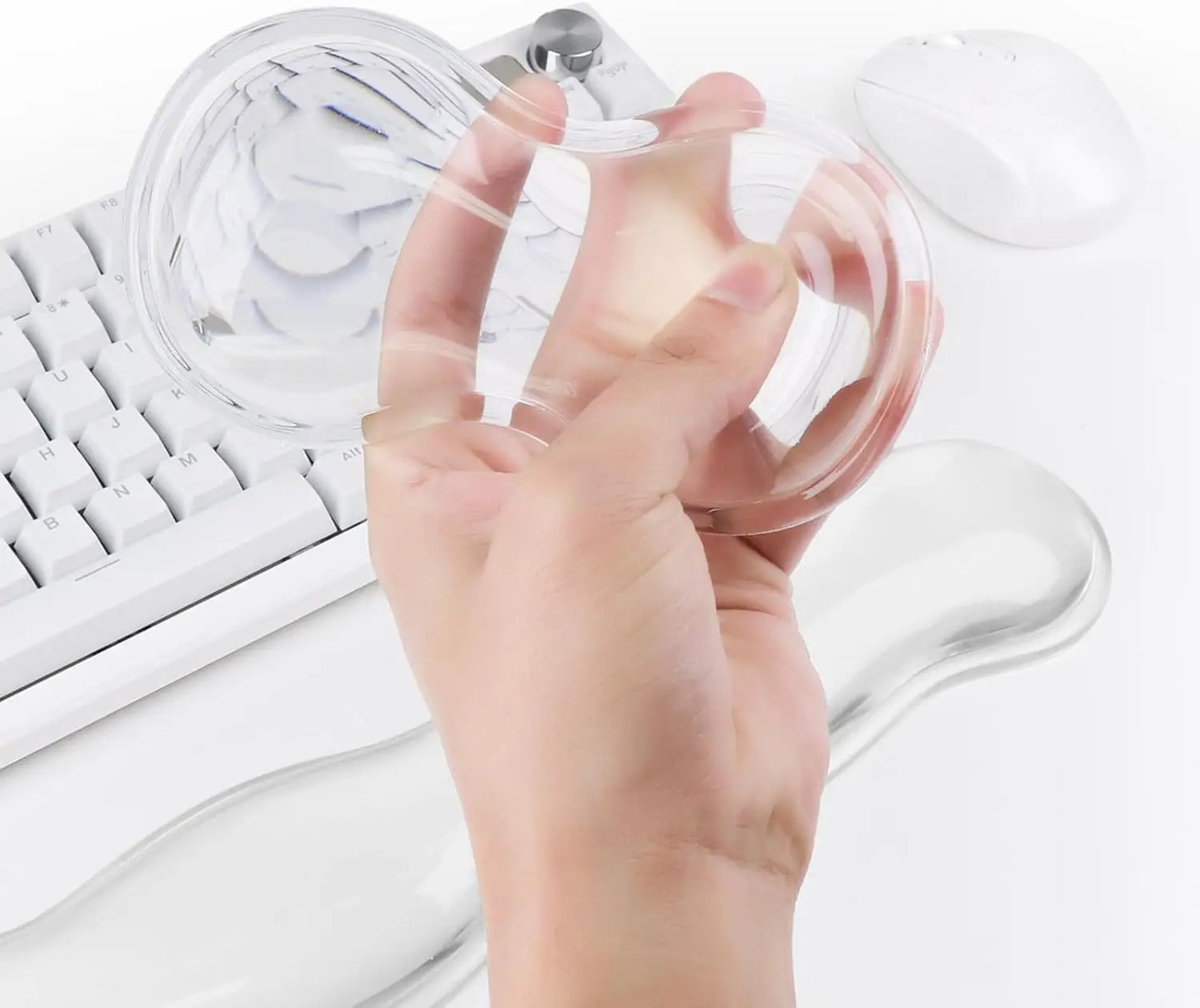 Ergonomic Silicone Gel Keyboard and Mouse Wrist Rest Set Clear Wrist Rest for Keyboard 60%/68%/75%