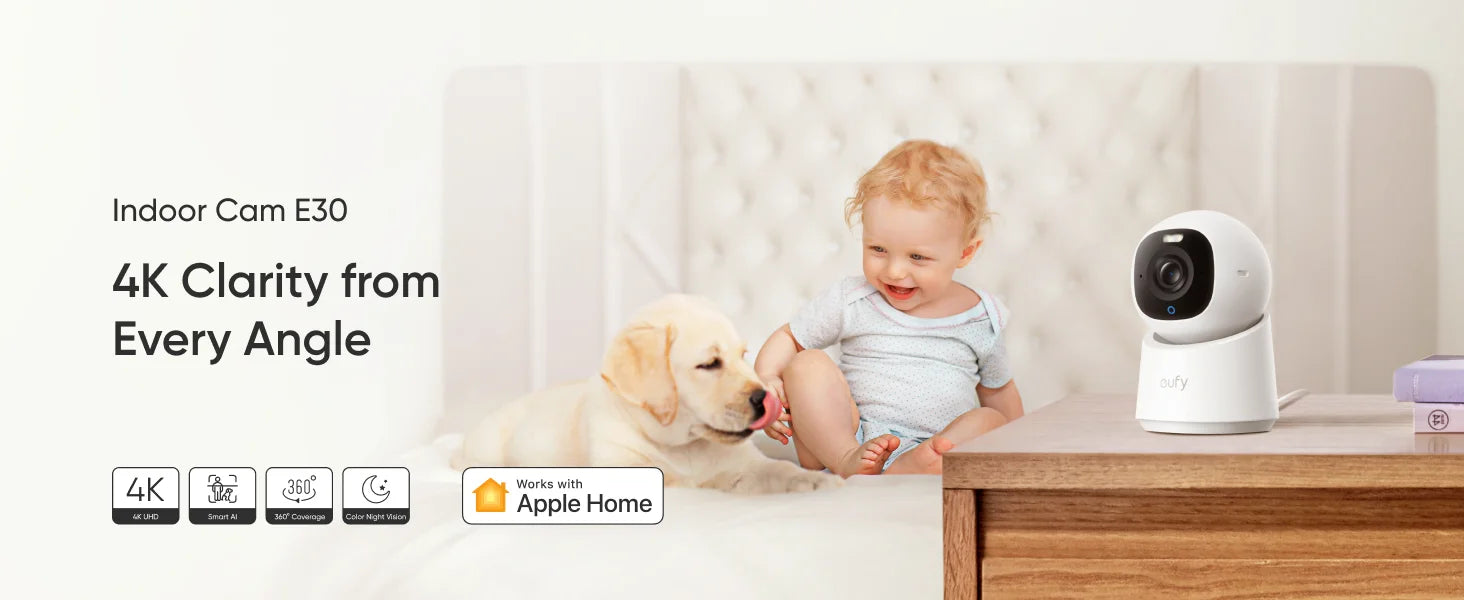 Renewed eufy Security Indoor Camera E30, Latest Generation, 4K UHD Security Camera, Pet/Dog/Baby Camera with Phone app Deals 4 U   Deals 4 U