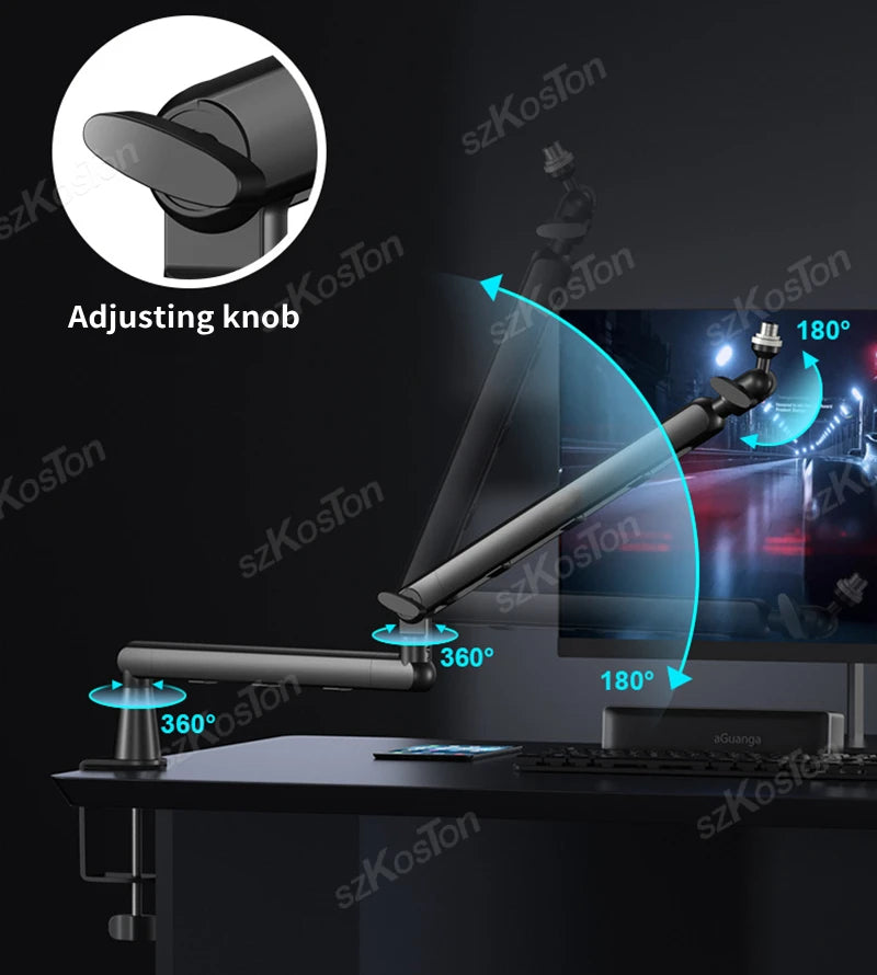 Professional Studio Low Profile Mic Arm with Extended Riser Cable Management Adjustable Microphone Stand for SM7B MV7 AM8 K688 Deals 4 U   Deals 4 U