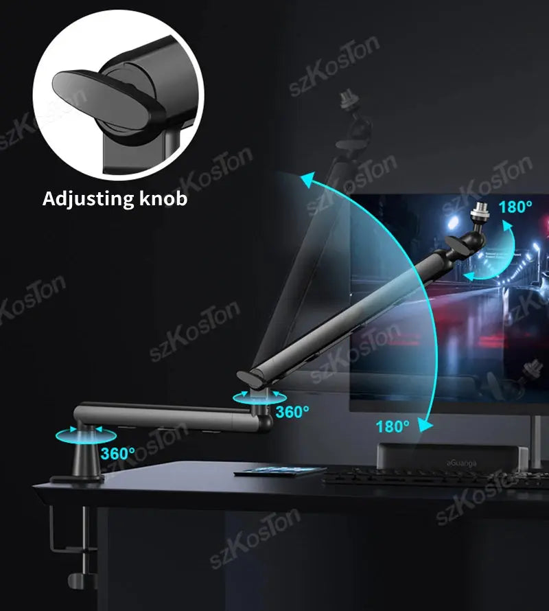 Professional Studio Low Profile Mic Arm with Extended Riser Cable Management Adjustable Microphone Stand for SM7B MV7 AM8 K688 Deals 4 U  Streaming Equipment Deals 4 U