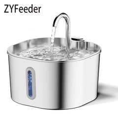 ZYFeeder 2.2L Automatic Cat Water Fountain Square Stainless Steel Pet Water Feeder Dog Water Fountain with window（No 5V 1A Plug） Deals 4 U   Deals 4 U